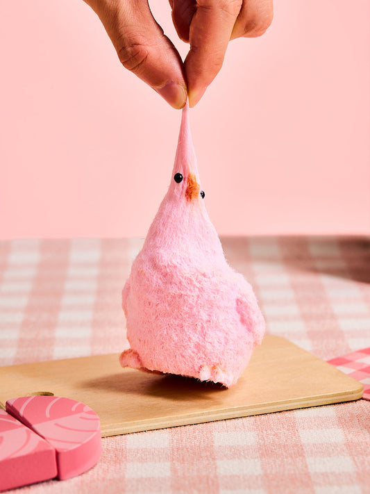Floced Pink Chick Squishy Toy