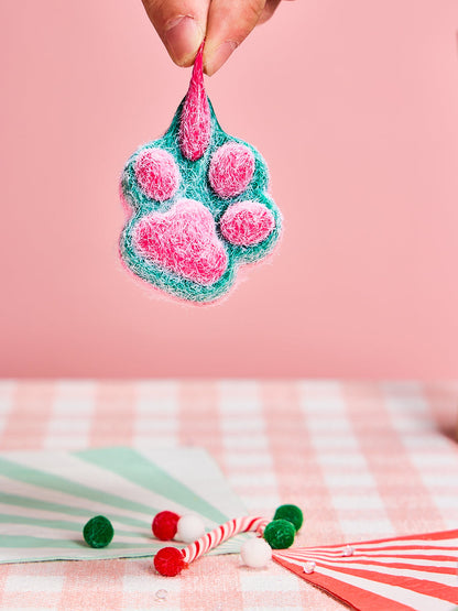 Flocked Christmas Kitten Paw Squishy Toy