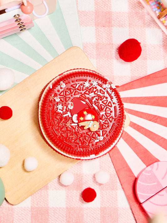 Red Xmas Cookie Sandwich Squishy Toy