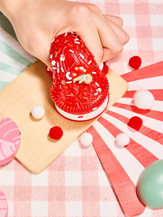 Red Xmas Cookie Sandwich Squishy Toy