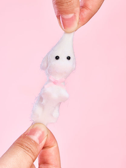 Flocked Mini White Dog Squishy Toy