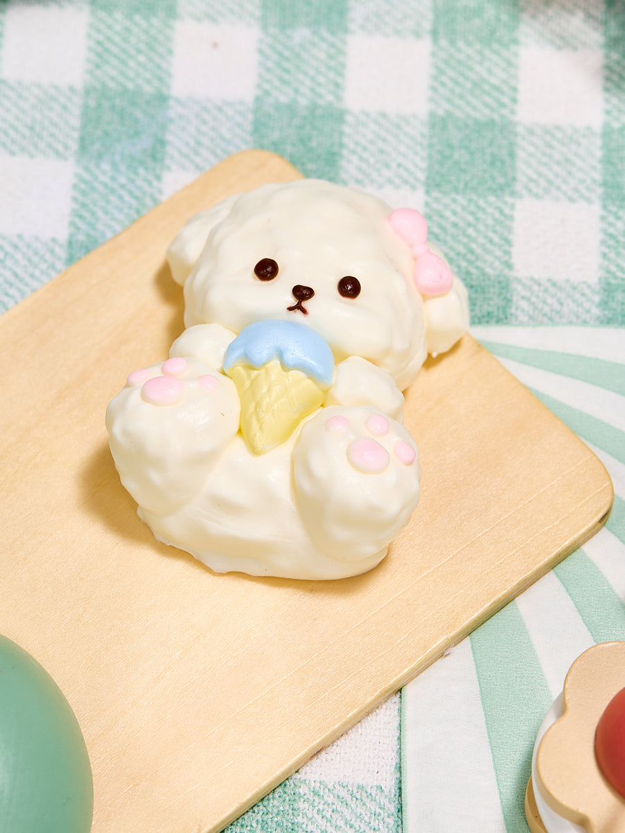 White Icecream Dog Squishy Toy