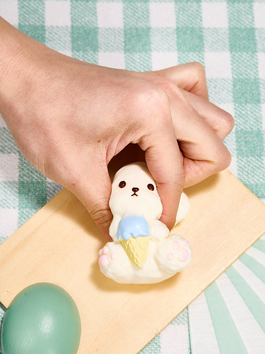 White Icecream Dog Squishy Toy