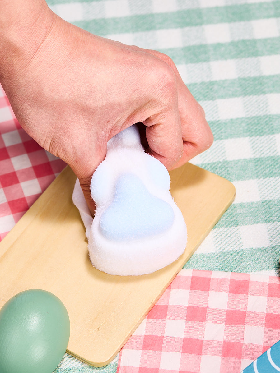 Flocked White-blue Paw Squishy Toy