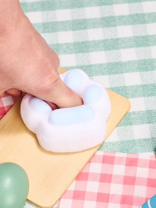 Flocked White-blue Paw Squishy Toy