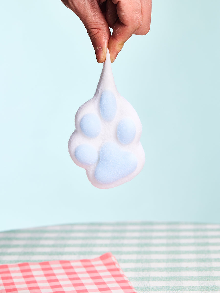 Flocked White-blue Paw Squishy Toy
