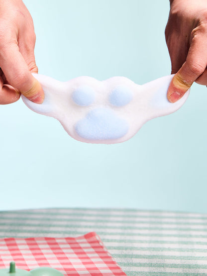 Flocked White-blue Paw Squishy Toy