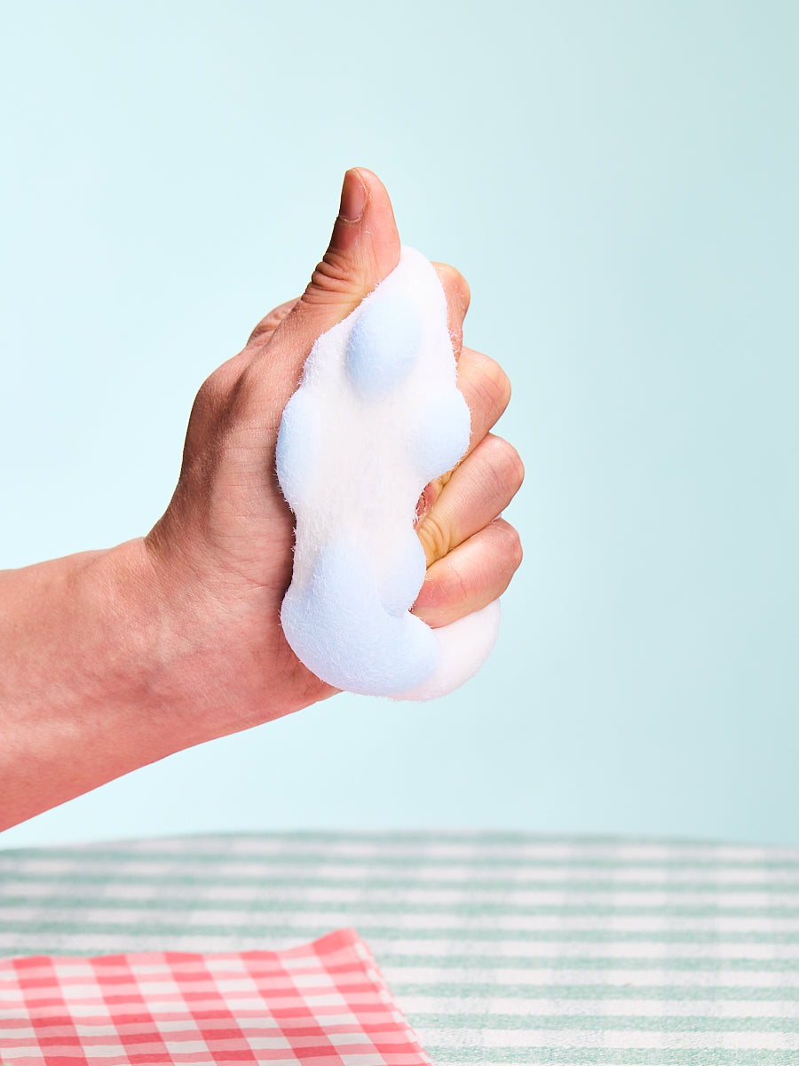 Flocked White-blue Paw Squishy Toy