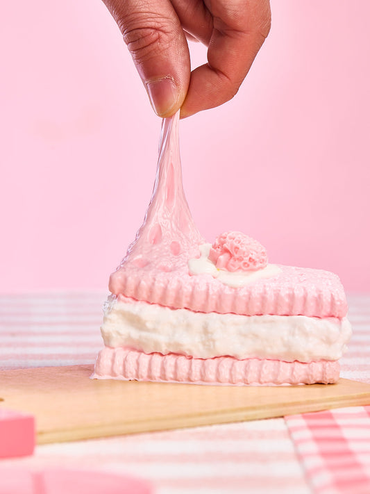 Pink Strawberry Sandwich Cookie Squishy Toy
