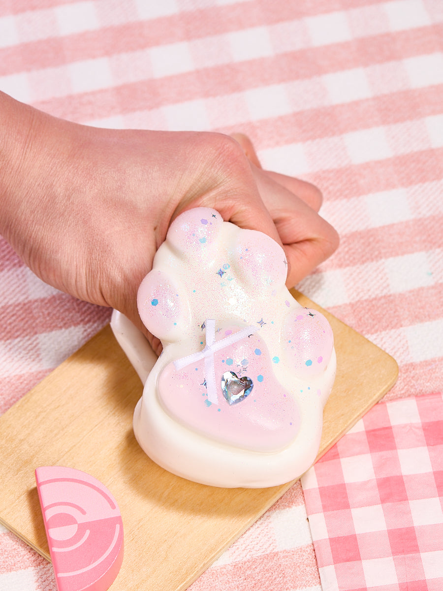 Big Bling White-pink Paw Squishy Toy