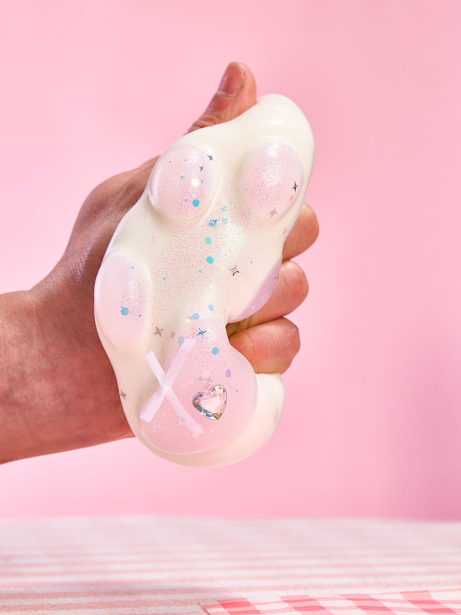 Big Bling White-pink Paw Squishy Toy