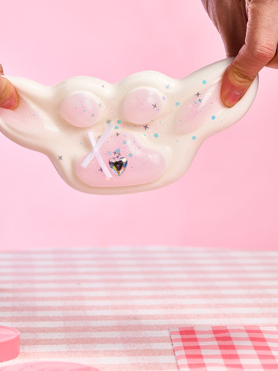 Big Bling White-pink Paw Squishy Toy