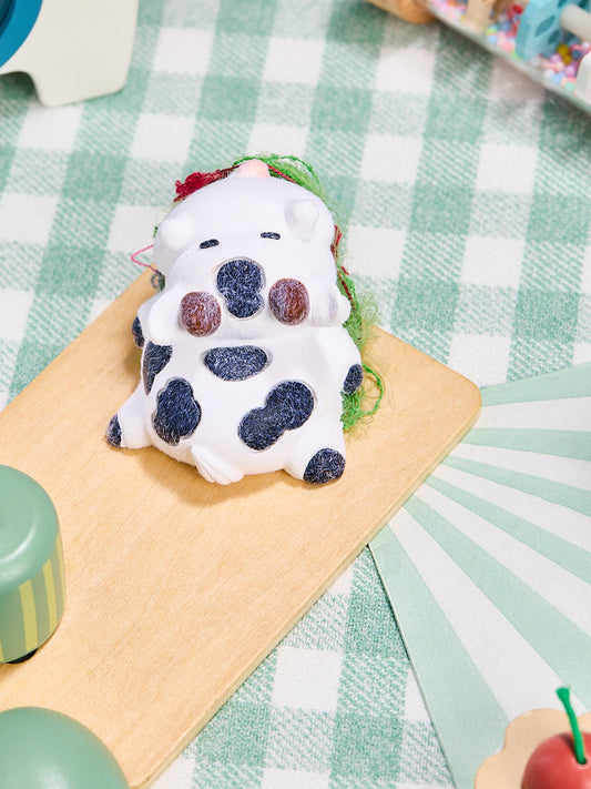 Flocked Cow Squishy Toy