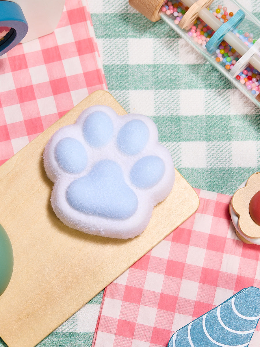 Flocked White-blue Paw Squishy Toy