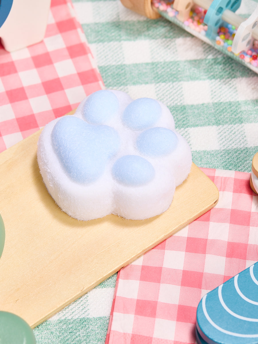 Flocked White-blue Paw Squishy Toy