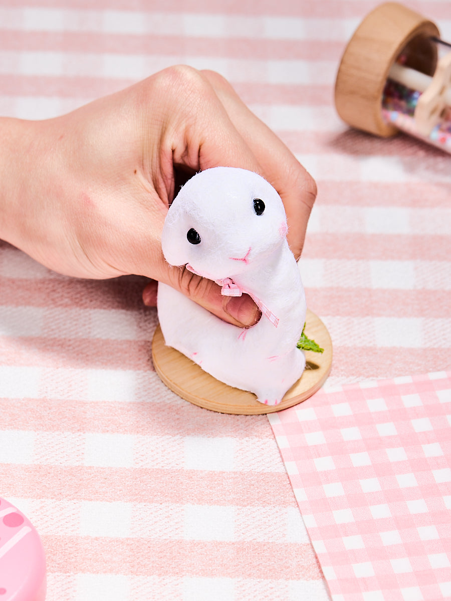 Flocked Cute Bunny with Bow Squishy Toy