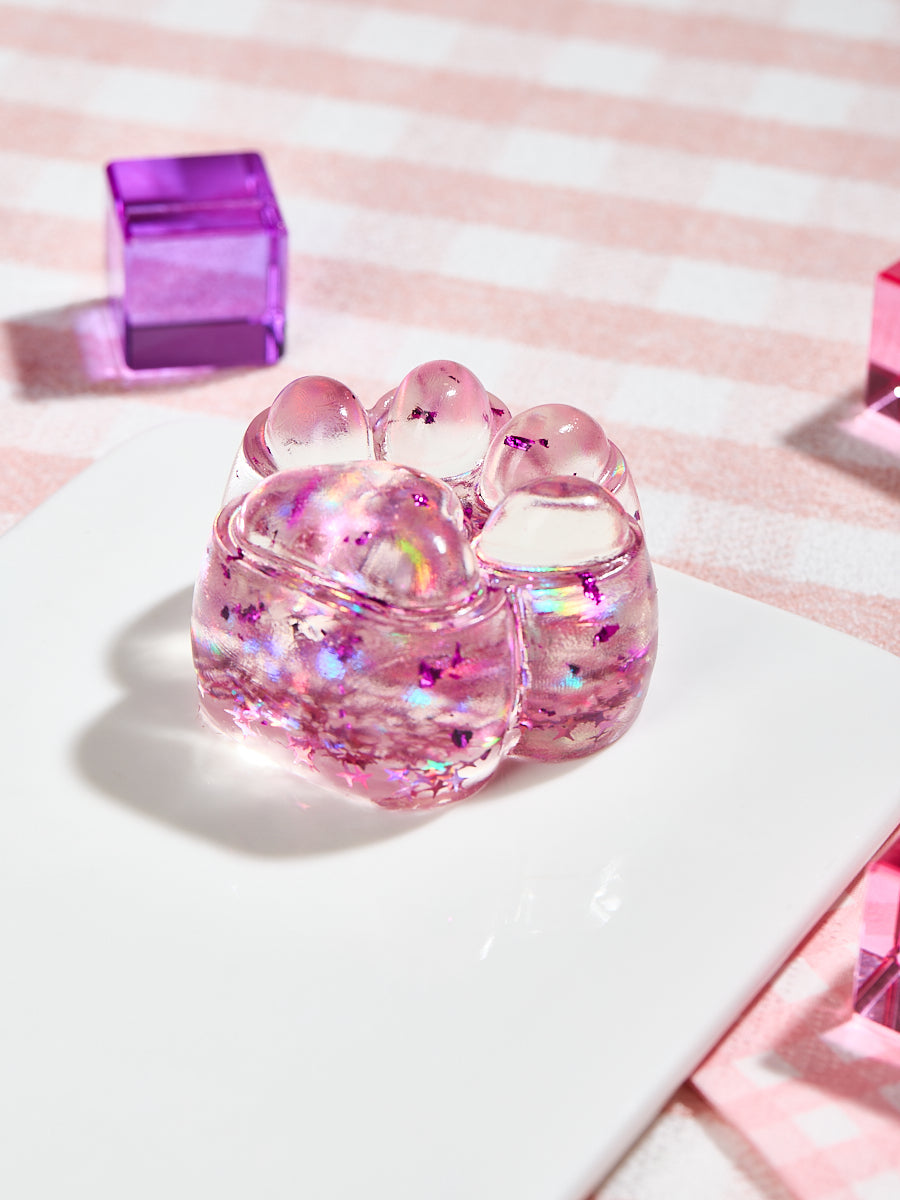 Foil Flakes Fuchsia Paw Squishy Toy