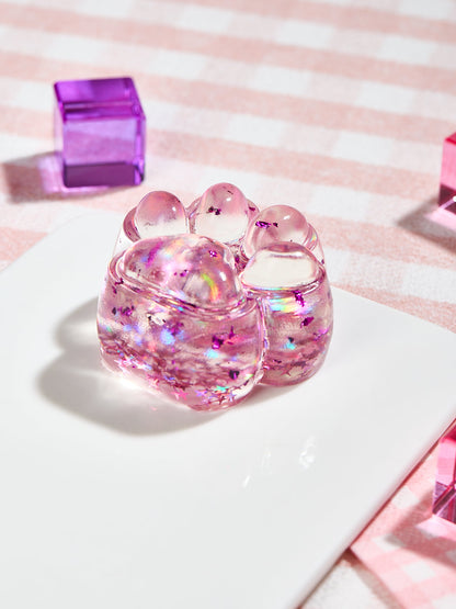 Foil Flakes Fuchsia Paw Squishy Toy
