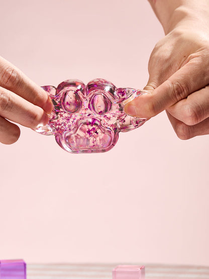 Foil Flakes Fuchsia Paw Squishy Toy