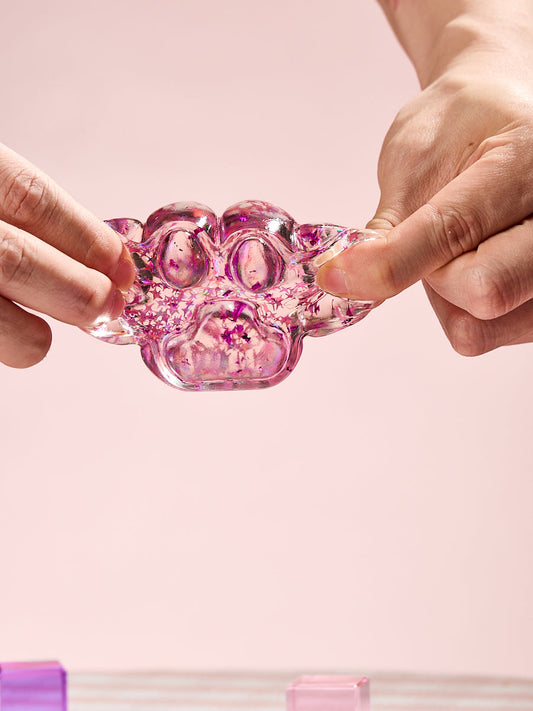 Foil Flakes Fuchsia Paw Squishy Toy