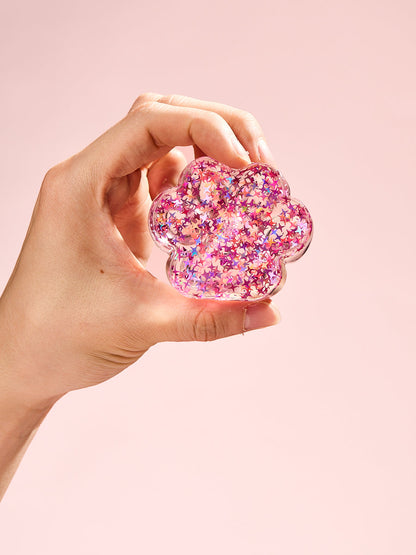 Foil Flakes Fuchsia Paw Squishy Toy