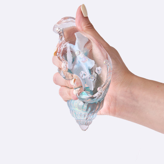 Blingbling Transparent-blue Conch with Starfish Squishy Toy