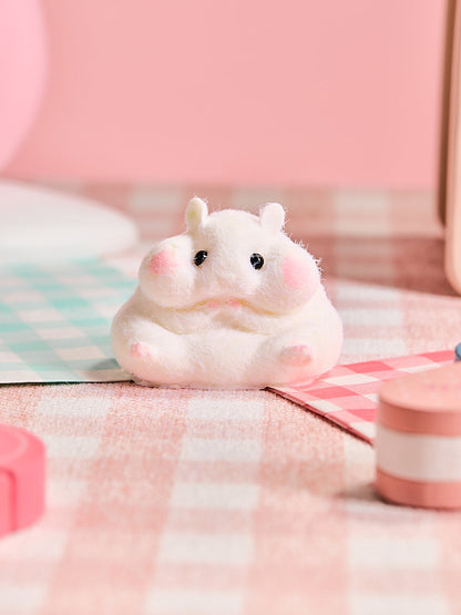 Flocked White Hamster Squishy Toy
