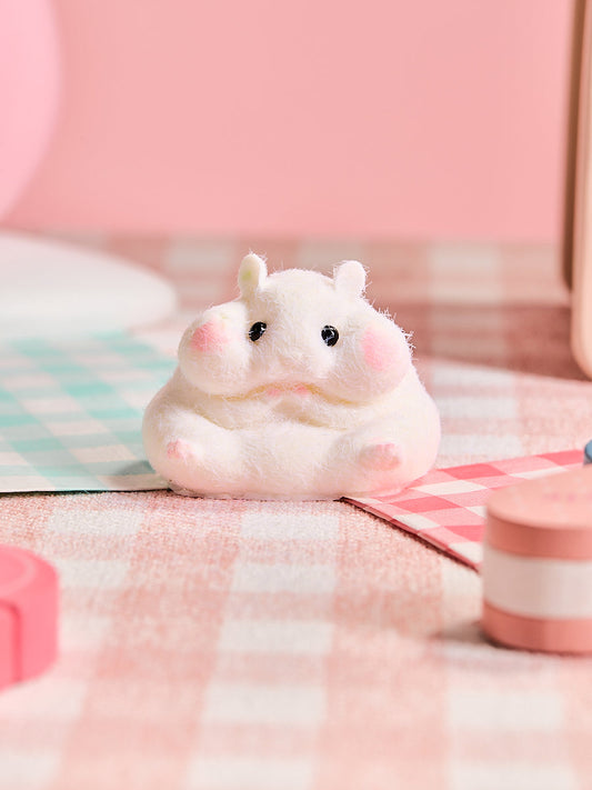 Flocked White Hamster Squishy Toy