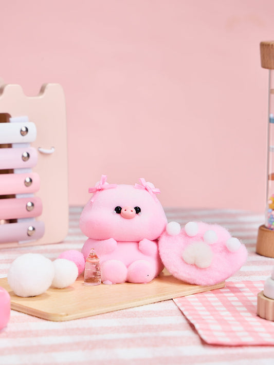 Flocked Pink Pig with Tears Squishy Toy