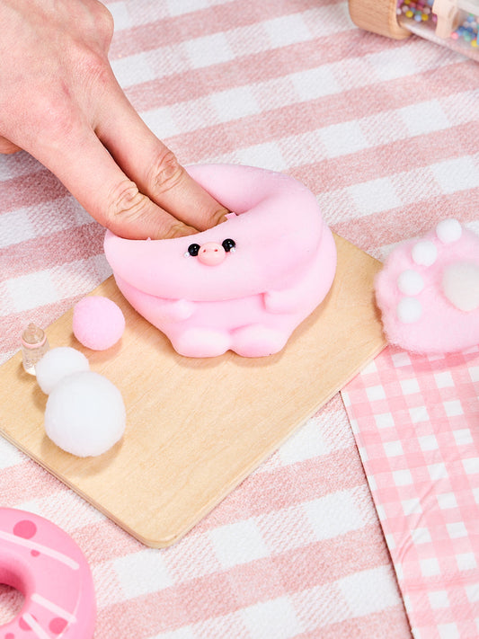 Flocked Pink Pig with Tears Squishy Toy