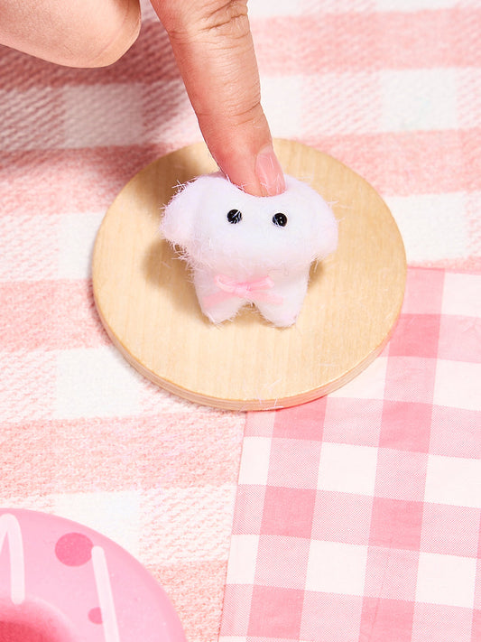 Flocked Mini White Dog Squishy Toy