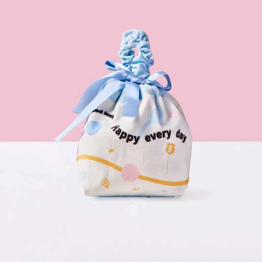 Simple Blue Linen Drawstring Wrapping Gift Bag
