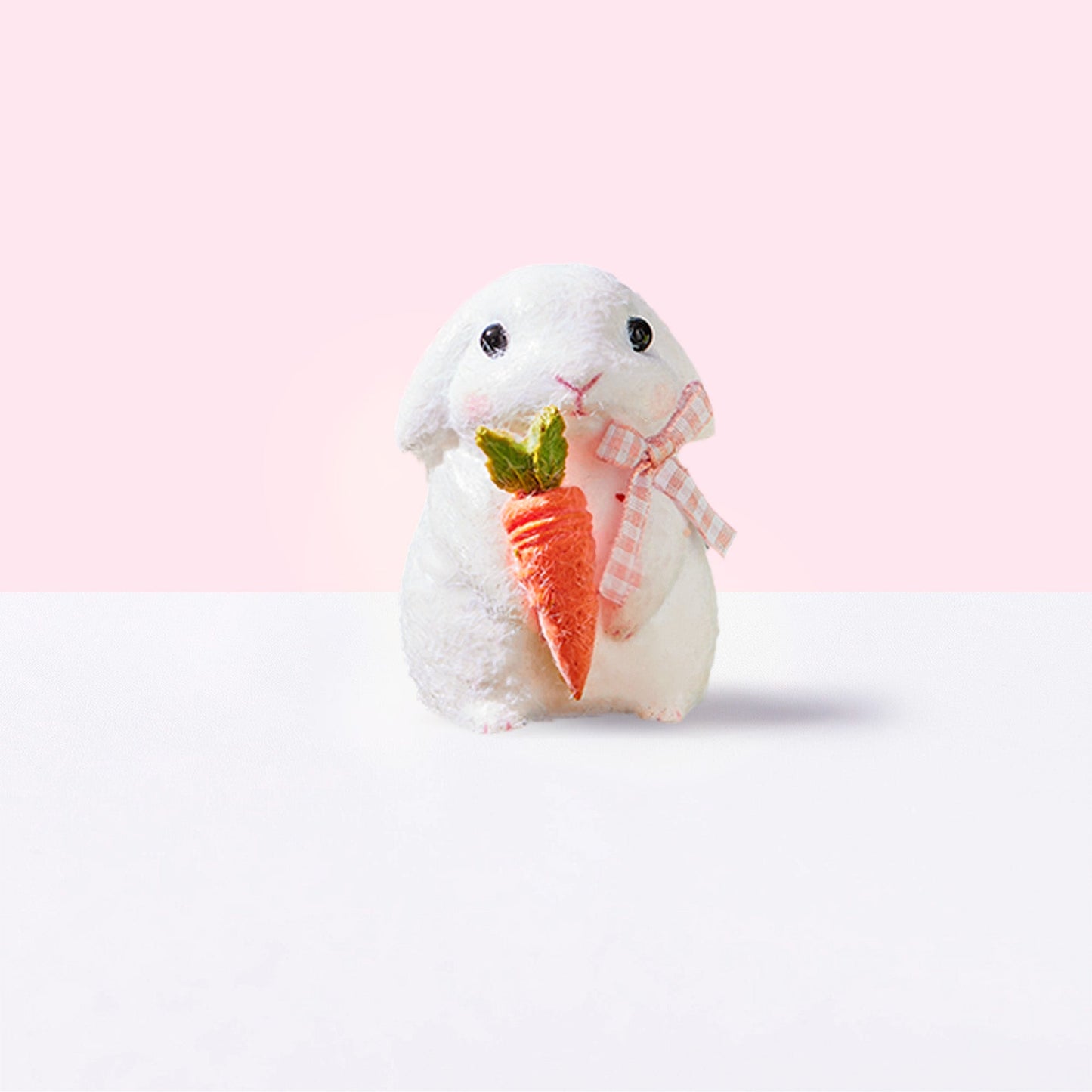 Flocked Cute Bunny with Bow Squishy Toy
