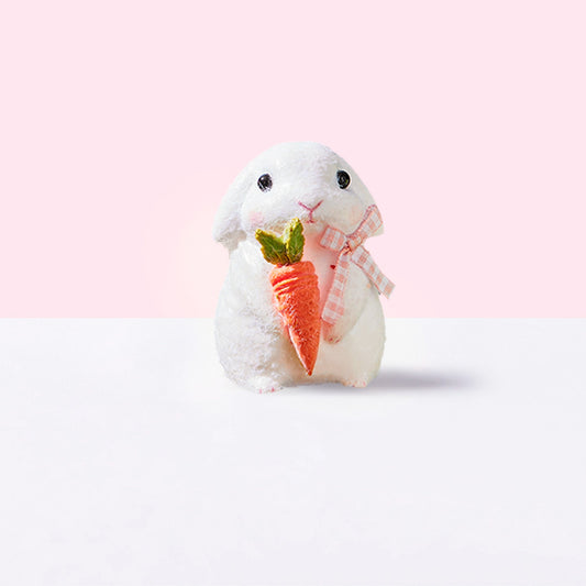 Flocked Cute Bunny with Bow Squishy Toy