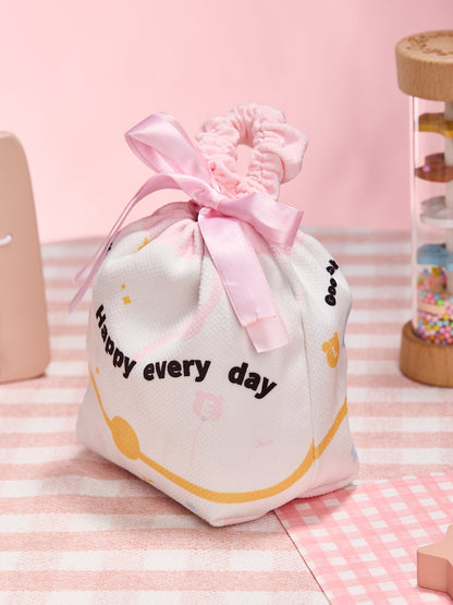 Simple Pink Linen Drawstring Wrapping Gift Bag