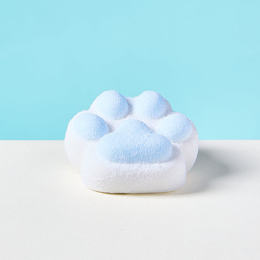 Flocked White-blue Paw Squishy Toy