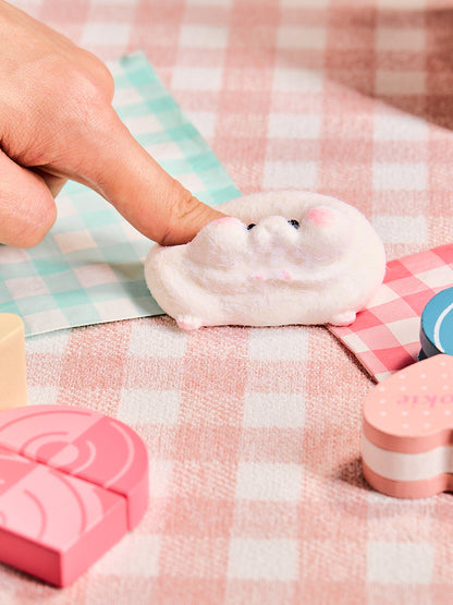 Flocked White Hamster Squishy Toy