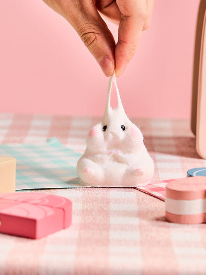 Flocked White Hamster Squishy Toy