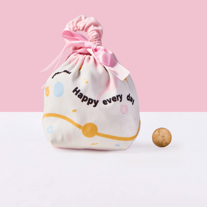Simple Pink Linen Drawstring Wrapping Gift Bag