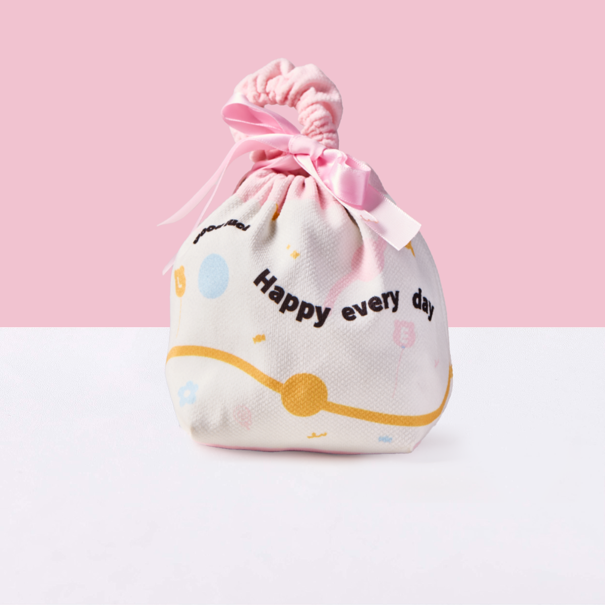 Simple Pink Linen Drawstring Wrapping Gift Bag