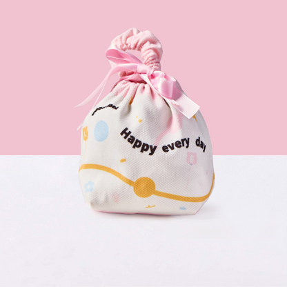 Simple Pink Linen Drawstring Wrapping Gift Bag